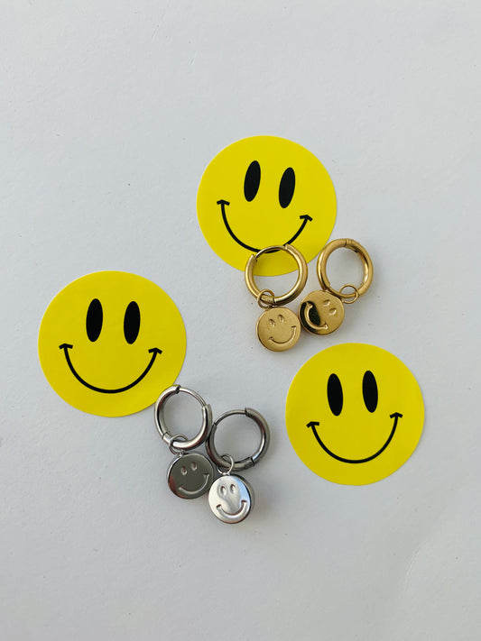 Smiley Ohrringe - gold & silber