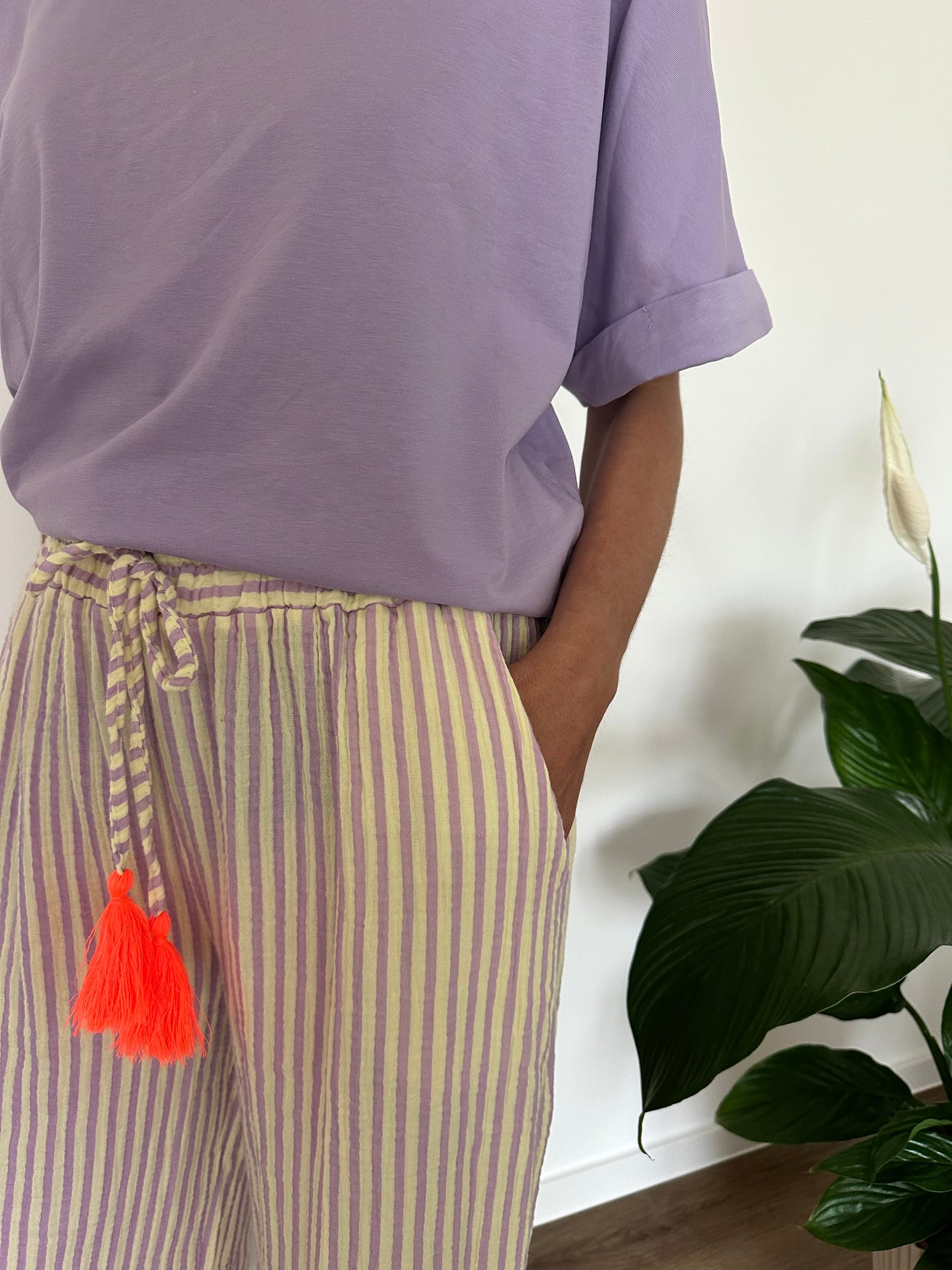 Lange Musslinhose Stripes