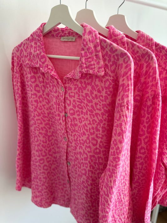 Musselinbluse Leo pink