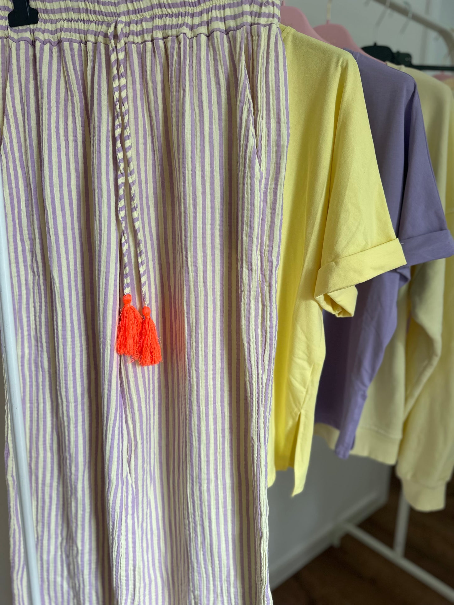Lange Musslinhose Stripes