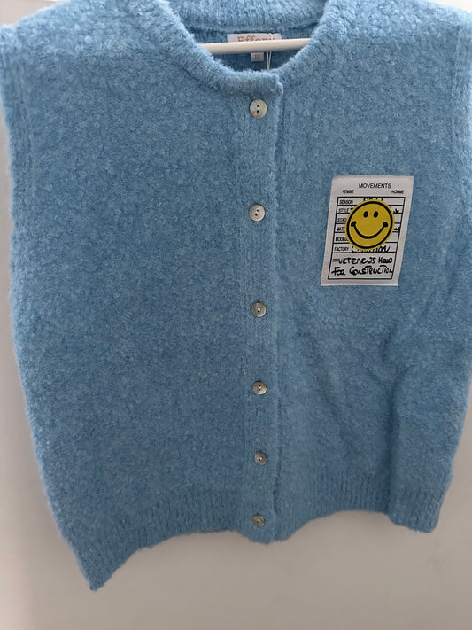 Hellblaue Weste mit Smiley-Detail